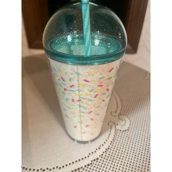Starbucks Summer 2025 Glitter Dome W/Birthday Candle Straw‎ Topper 16 Oz Tumbler